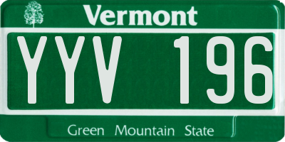 VT license plate YYV196