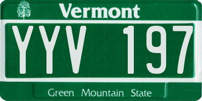 VT license plate YYV197