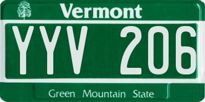 VT license plate YYV206