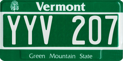 VT license plate YYV207