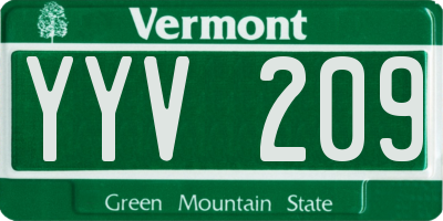 VT license plate YYV209