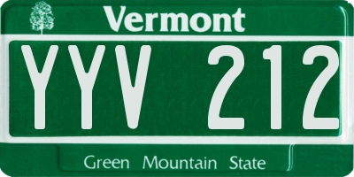 VT license plate YYV212