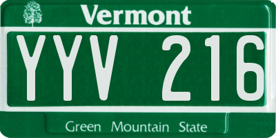 VT license plate YYV216