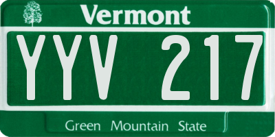 VT license plate YYV217