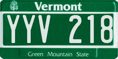 VT license plate YYV218