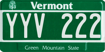 VT license plate YYV222