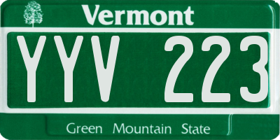 VT license plate YYV223