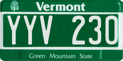 VT license plate YYV230