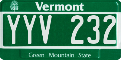 VT license plate YYV232