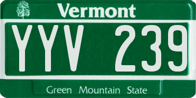 VT license plate YYV239