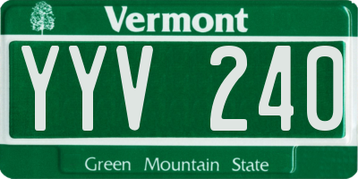 VT license plate YYV240
