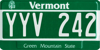 VT license plate YYV242