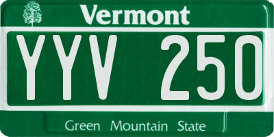 VT license plate YYV250