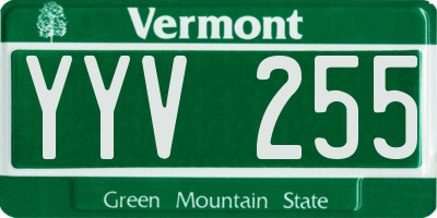 VT license plate YYV255