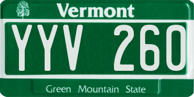 VT license plate YYV260