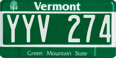 VT license plate YYV274