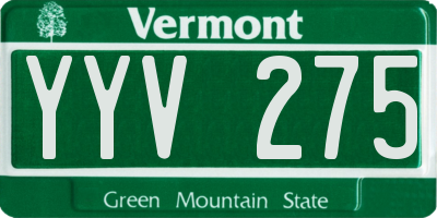 VT license plate YYV275