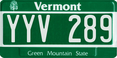 VT license plate YYV289