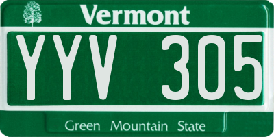 VT license plate YYV305