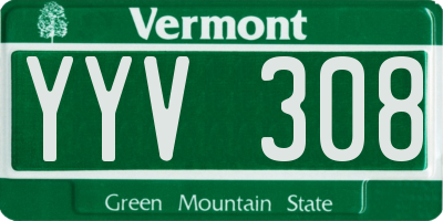 VT license plate YYV308