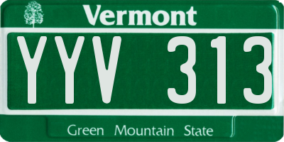 VT license plate YYV313