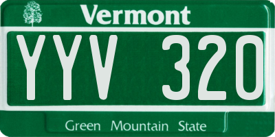 VT license plate YYV320