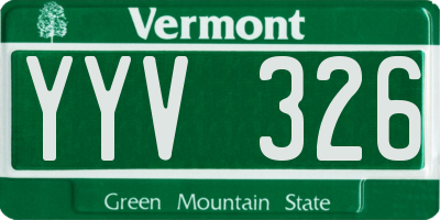 VT license plate YYV326