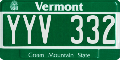 VT license plate YYV332
