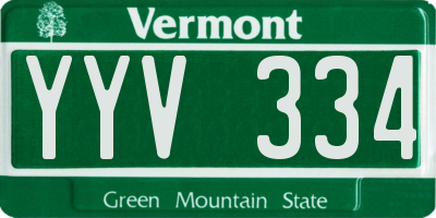 VT license plate YYV334