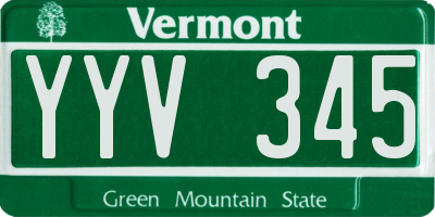 VT license plate YYV345