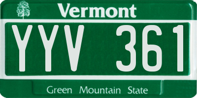 VT license plate YYV361