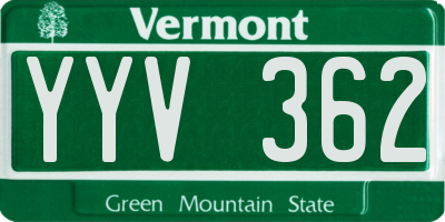 VT license plate YYV362