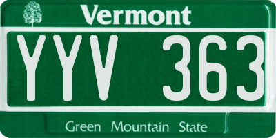 VT license plate YYV363