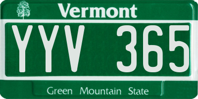 VT license plate YYV365