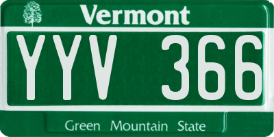 VT license plate YYV366