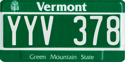VT license plate YYV378