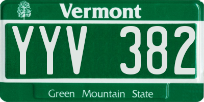 VT license plate YYV382