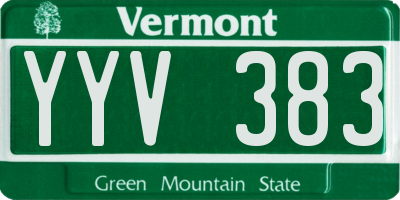 VT license plate YYV383