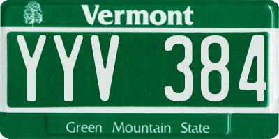 VT license plate YYV384