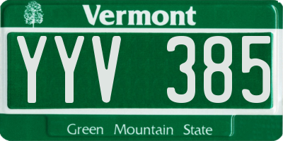 VT license plate YYV385