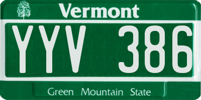 VT license plate YYV386