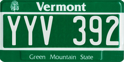 VT license plate YYV392