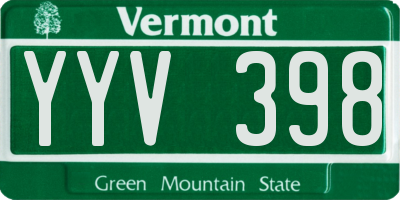 VT license plate YYV398