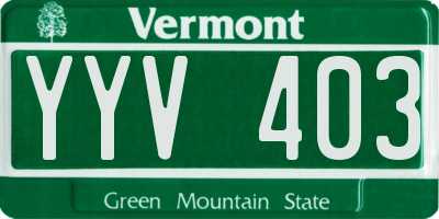 VT license plate YYV403