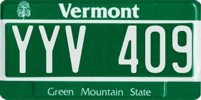 VT license plate YYV409