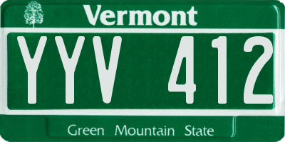 VT license plate YYV412