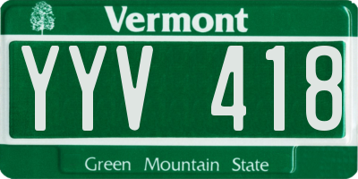 VT license plate YYV418