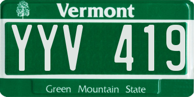 VT license plate YYV419