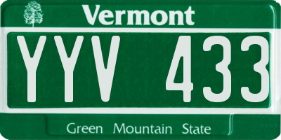 VT license plate YYV433