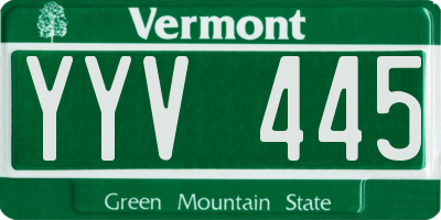 VT license plate YYV445